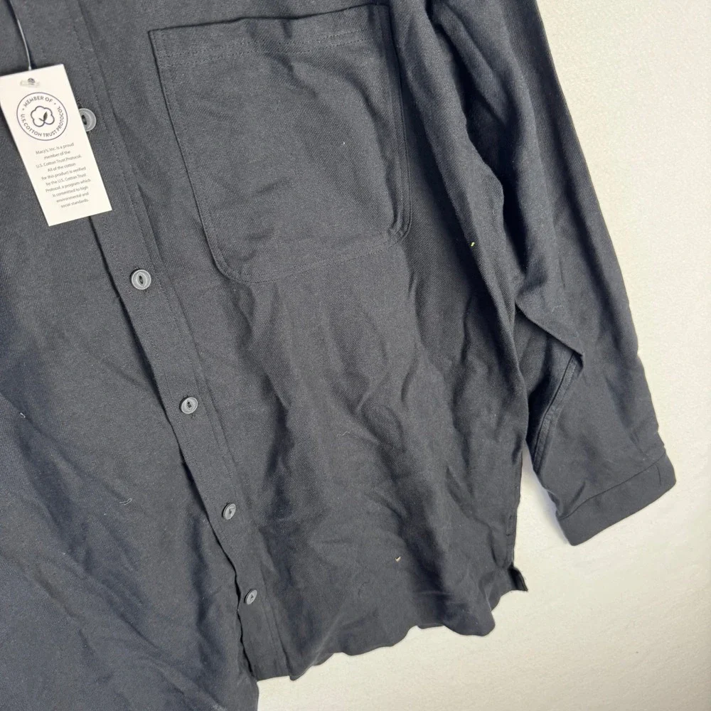 Mode of One Mens Relaxed Fit Flannel Shirt Deep Black 100197730MN Medium NWT